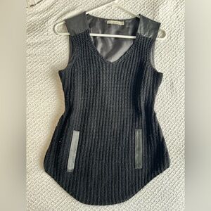Black leather and knitted tank top